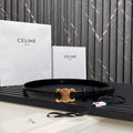 CELINE 25S TRIOMPHE BELT 25MM IN BLACK CALFSKIN 531766