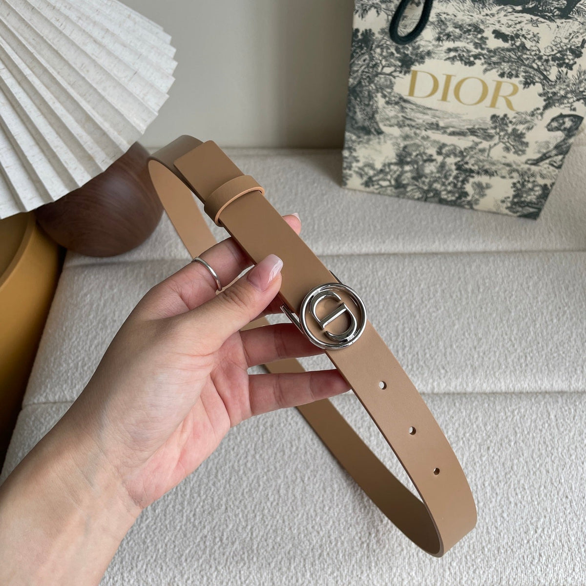 DIOR 25S BELT 25 MM IN LIGHT BROWN CALFSKIN 572163