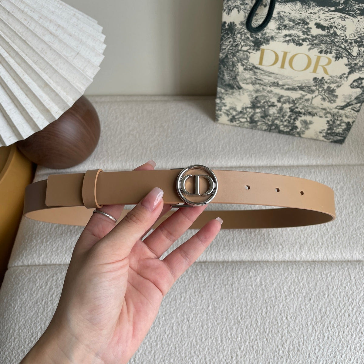 DIOR 25S BELT 25 MM IN LIGHT BROWN CALFSKIN 572163